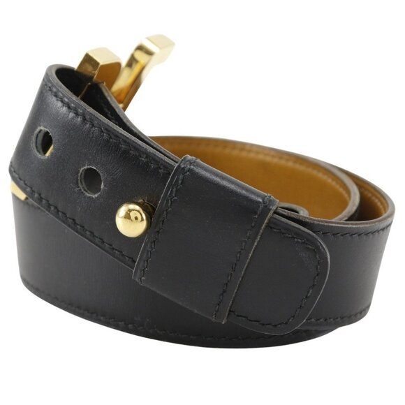 HERMES H belt belt vintage black Calfskin/Plated Gold Women main image 12